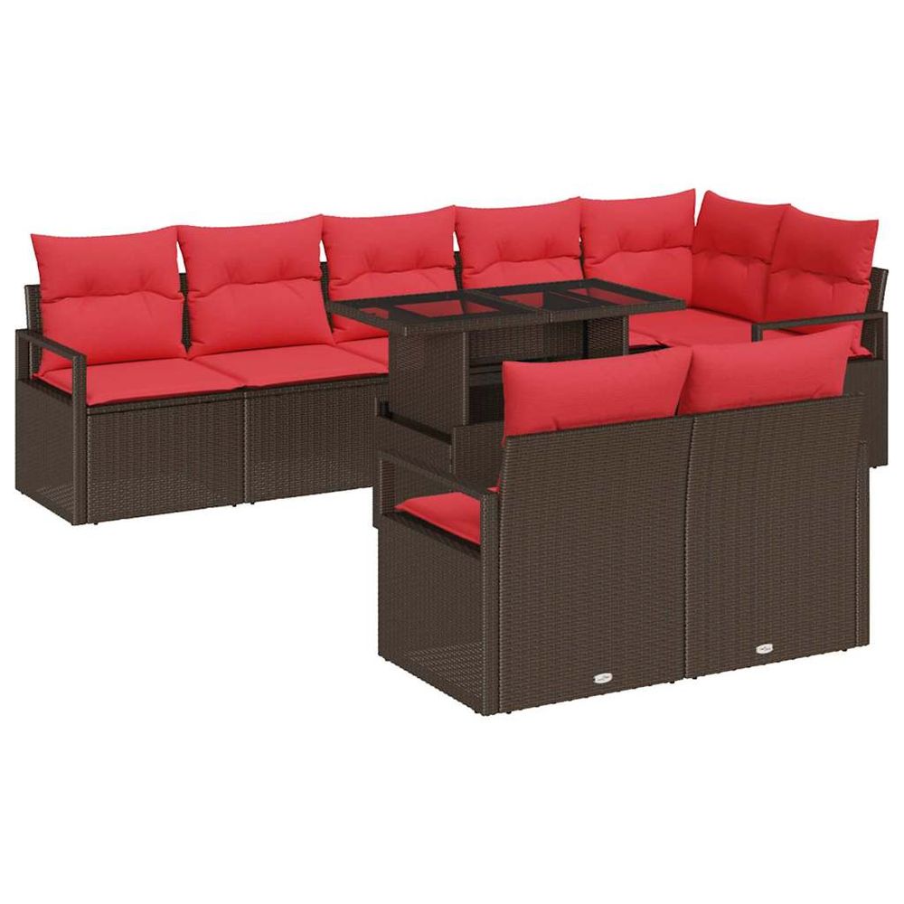 Ensemble de canapé de jardin 9 pc marron poly rotin