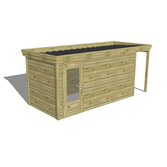 Abri de jardin bois pin traité autoclave 27mm - 5,34x2,14m / 11m2 - bac acier - abri français