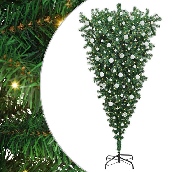 Sapin de noël artificiel pré-éclairé à l'envers avec ensemble de boules