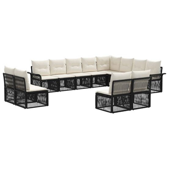 Ensemble de canapé de jardin 12 pc noir polyrotin