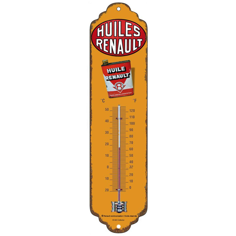 Thermomètre en métal pub 28 x 6.5 cm huiles renault