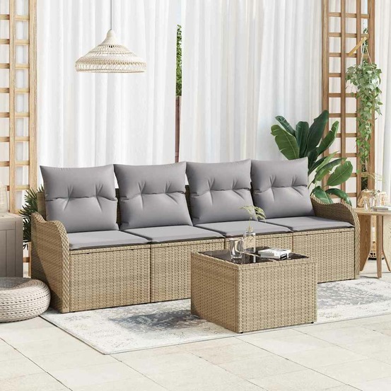 Ensemble de canapé de jardin beige polyrotin