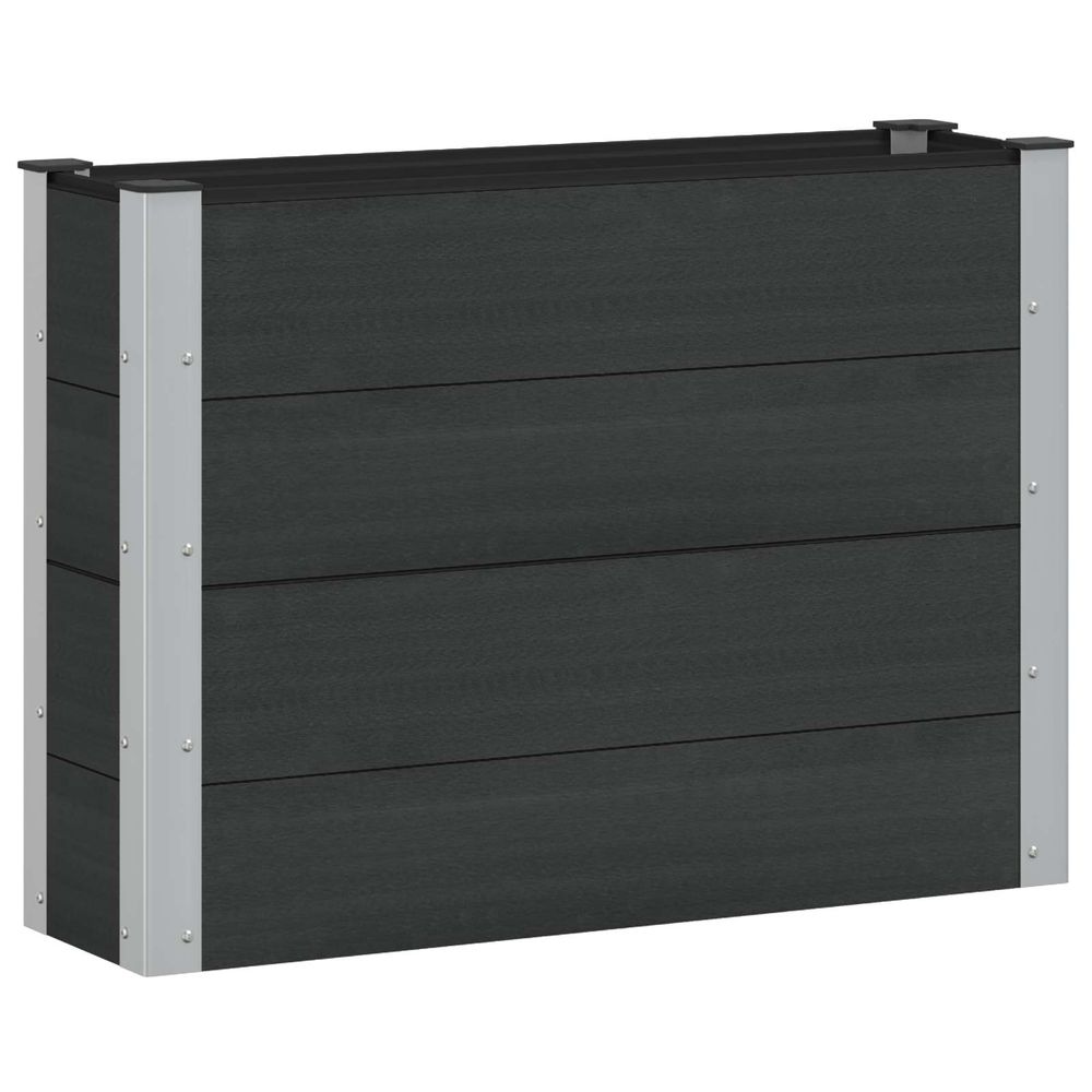 Jardinière surélevée noir 100 x 30 x 72 cm wpc et aluminium