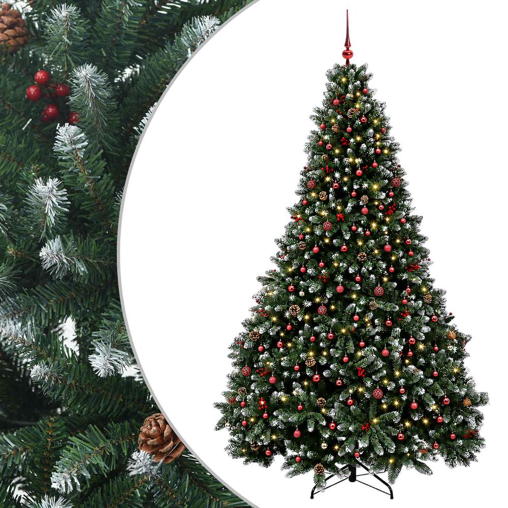 Sapin de noël artificiel vert avec boules 270 cm 300 led