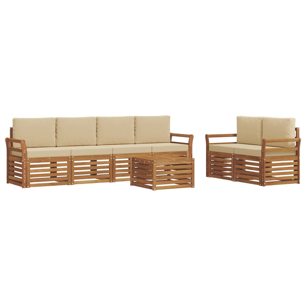 Ensembles de canapés avec coussin 7 pcs naturel et beige