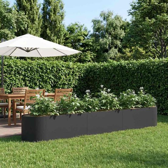 Jardinière surélevée acier noir élégance extérieure agriculture urbaine 300x40cm noir