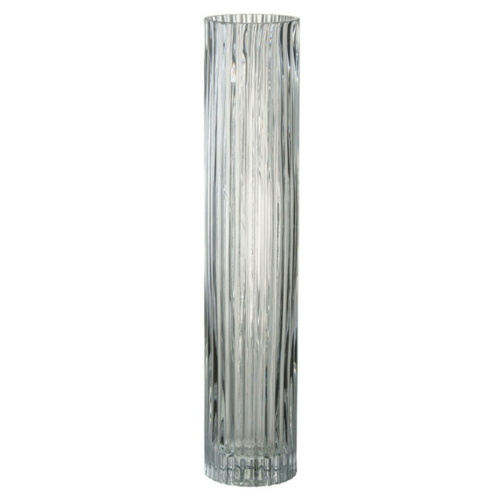 Vase design lignes verre 40cm transparent