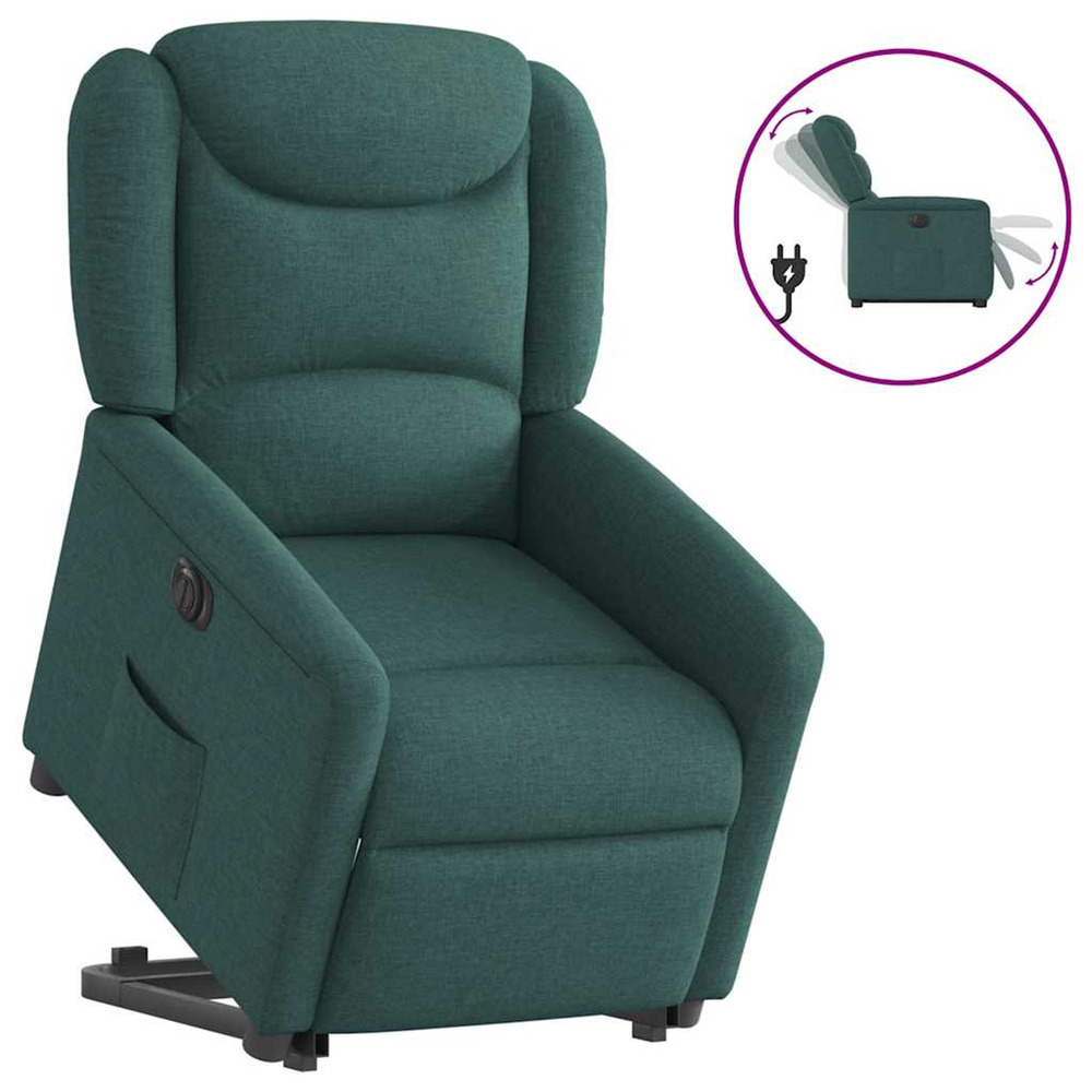 Fauteuil inclinable électrique vert foncé tissu
