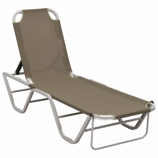 Chaise longue aluminium et textilène taupe