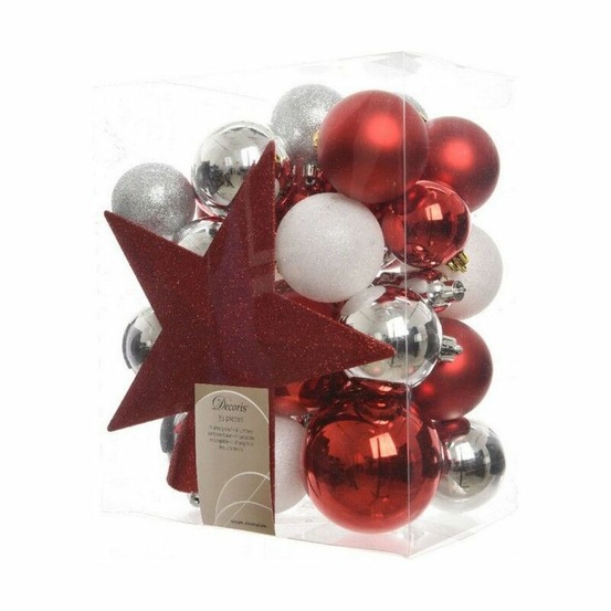 Boules de noël decoris 33 pièces rojo/blanco