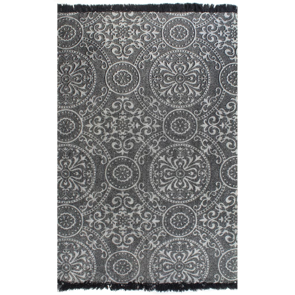 Tapis kilim coton 160 x 230 cm avec motif gris