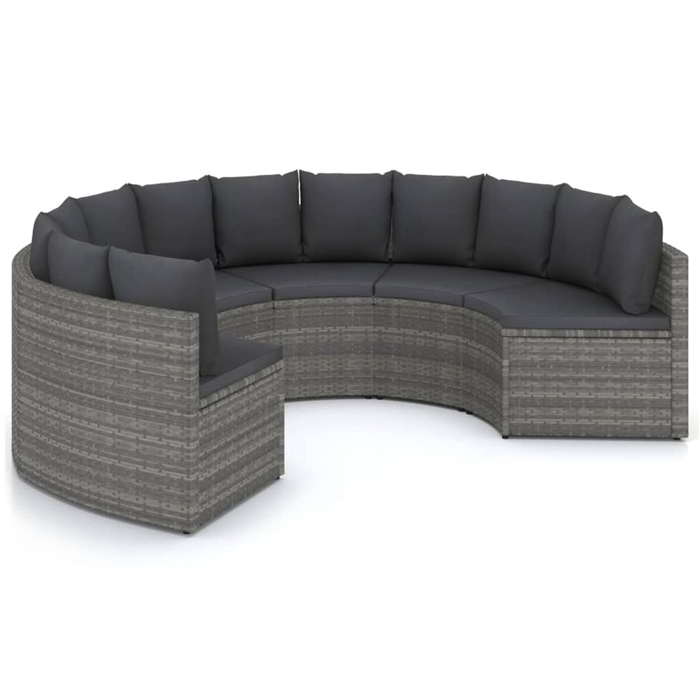 Salon de jardin 6 pcs avec coussins résine tressée gris