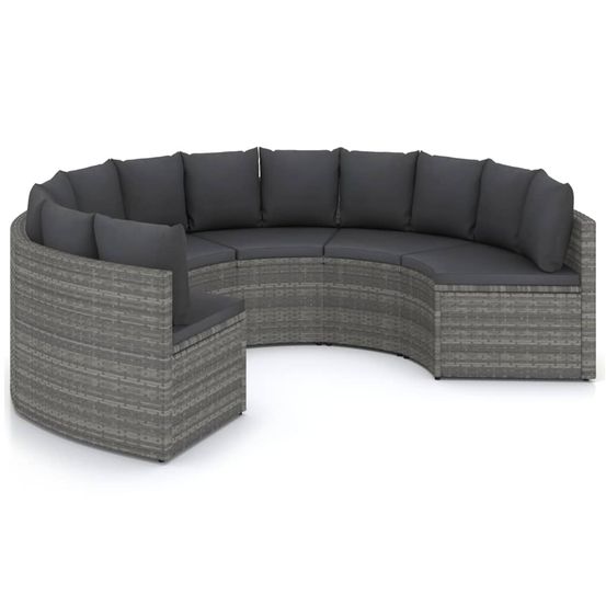Salon de jardin 6 pcs avec coussins résine tressée gris