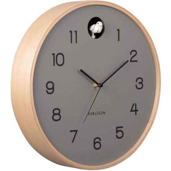 Horloge en bois de bouleau natural cuckoo gris