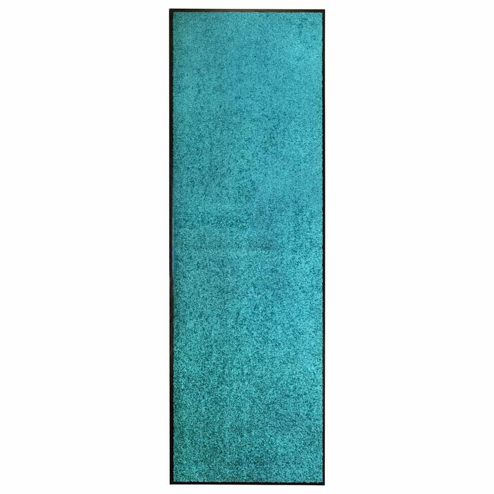 Long paillasson lavable polyamide antidérapant pour entrée et cuisine cyan 60x180 cm