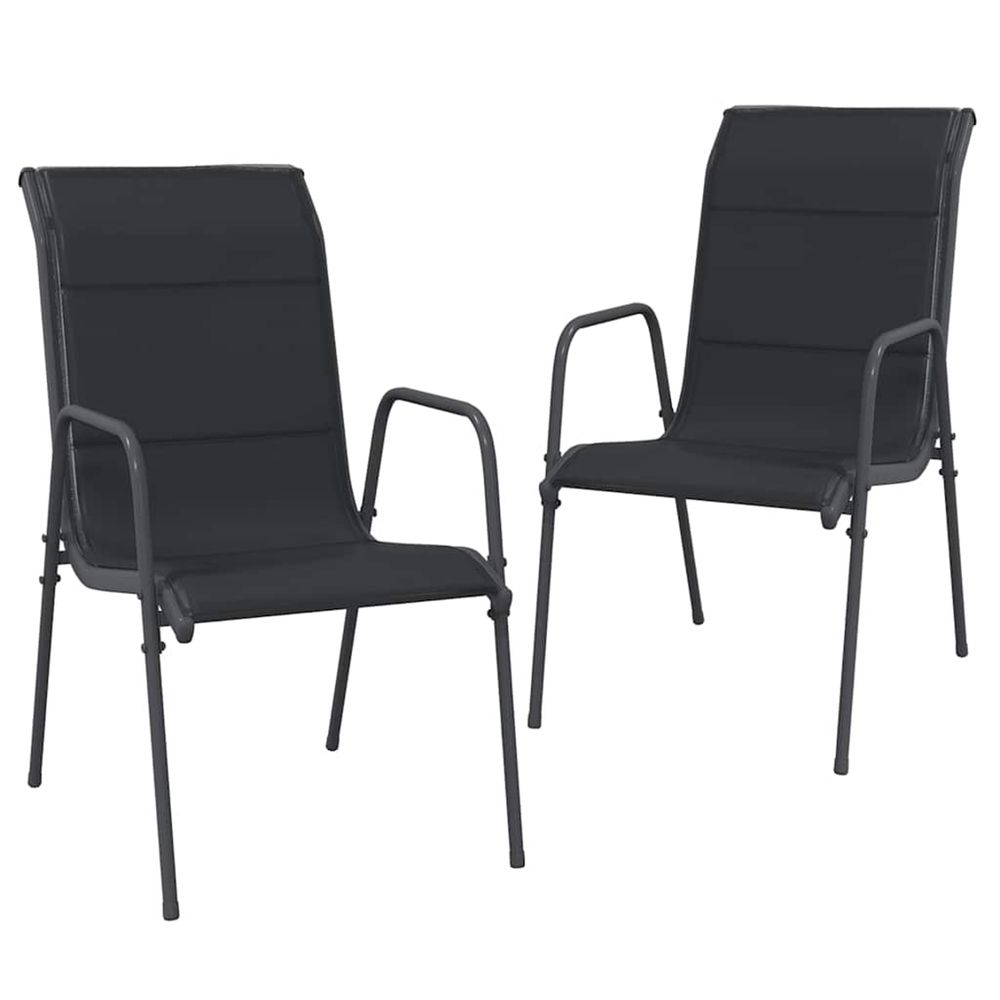 Chaises de jardin lot de 2 acier et textilène noir