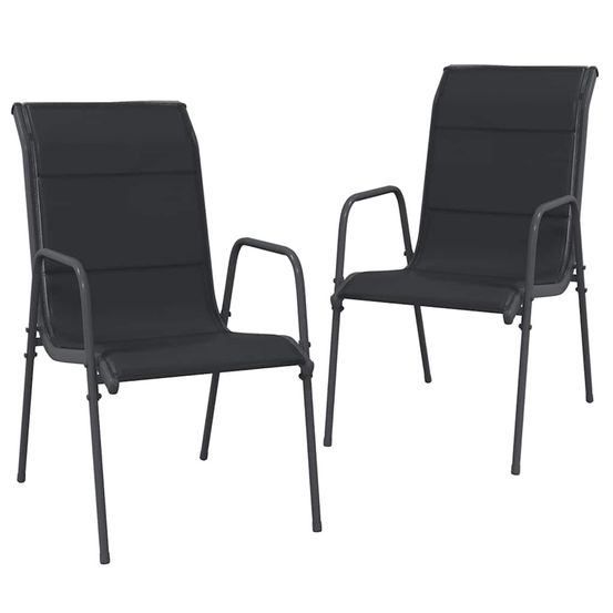 Chaises de jardin lot de 2 acier et textilène noir