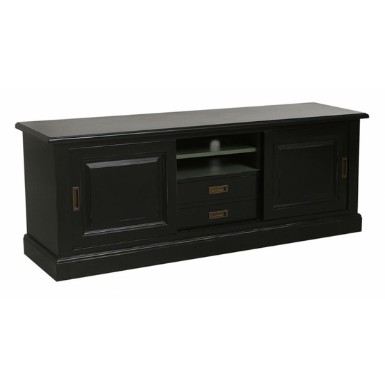 Meuble tv avec rangements mdf noir - rhode island interior's