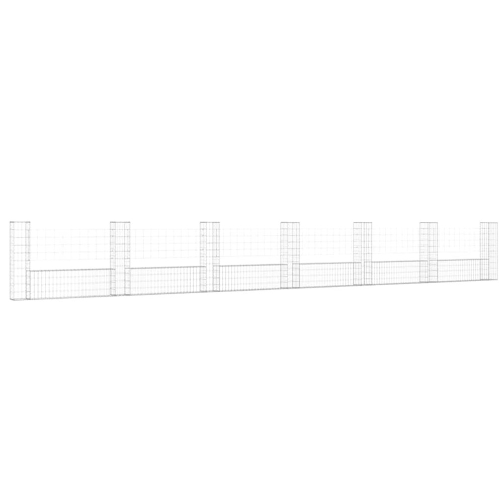 Panier de gabion en forme de u avec 7 poteaux fer 740x20x100 cm