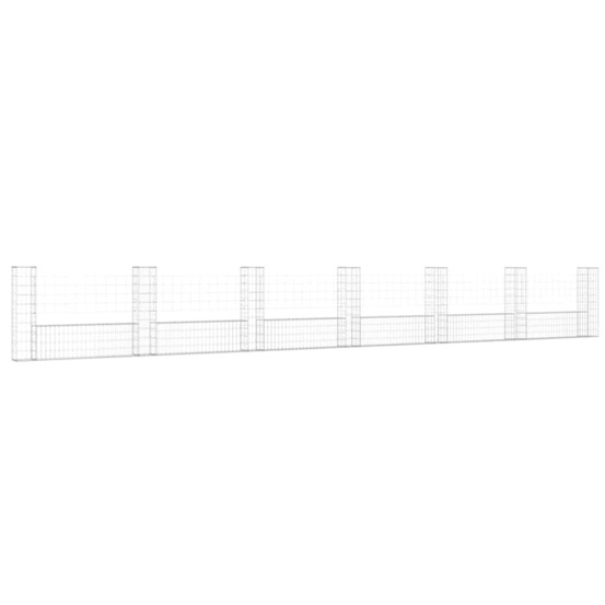 Panier de gabion en forme de u avec 7 poteaux fer 740x20x100 cm