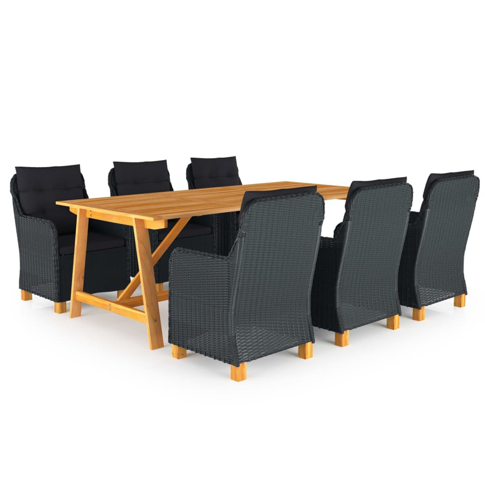 Ensemble à manger de jardin 7 pcs gris foncé