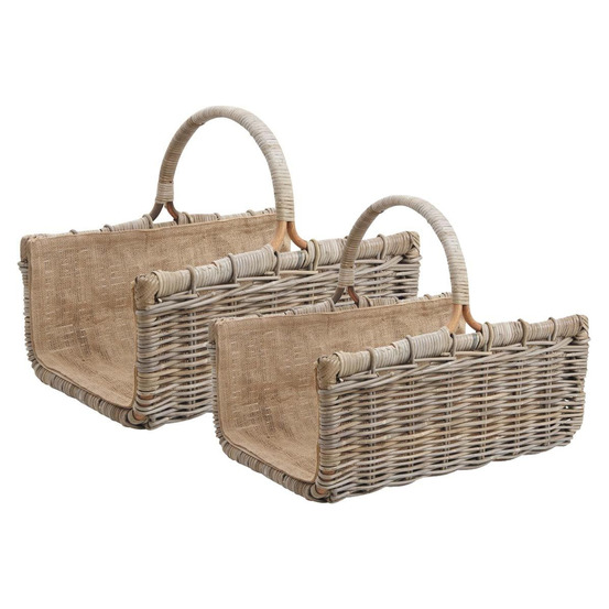 Paniers à bûches tressés en poelet (lot de 2)