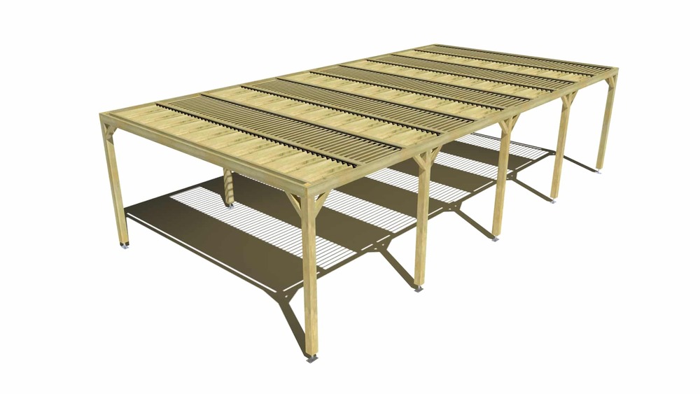Pergola bois • 10m x 5m • indépendante • sens profondeur • lames orientables bioclimatiques incluses • livraison comprise