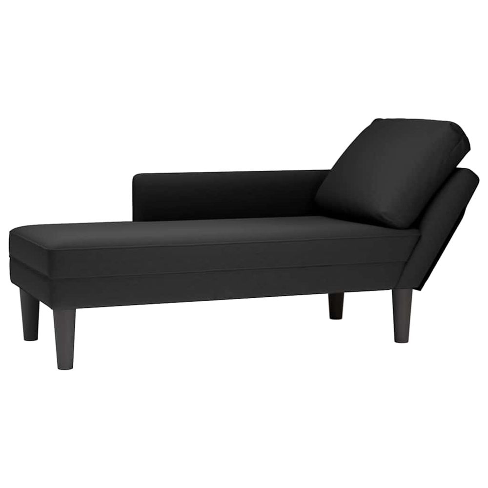 Fauteuil long avec coussin et accoudoir droit noir velours