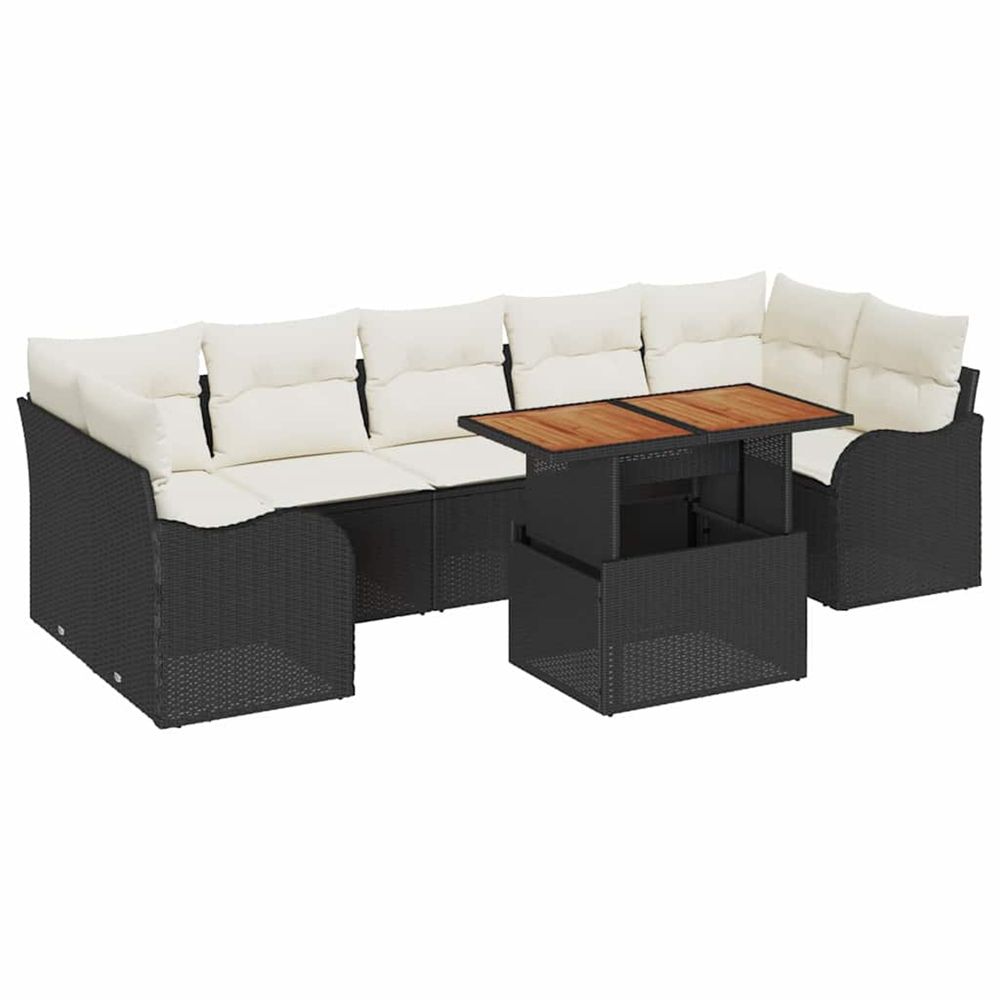 Ensemble de canapé de jardin 8 pc noir poly rotin