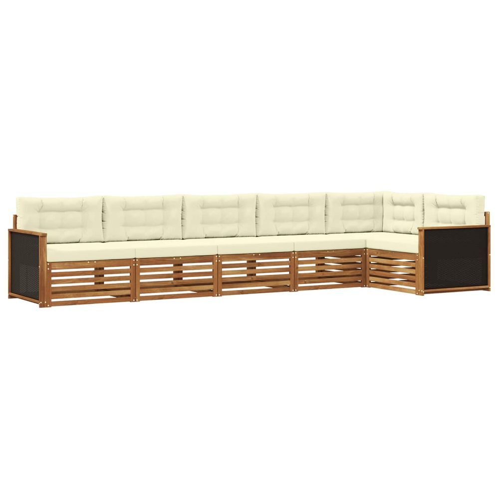 Ensemble de canapés d'extérieur 6 pc naturel et crème polyester