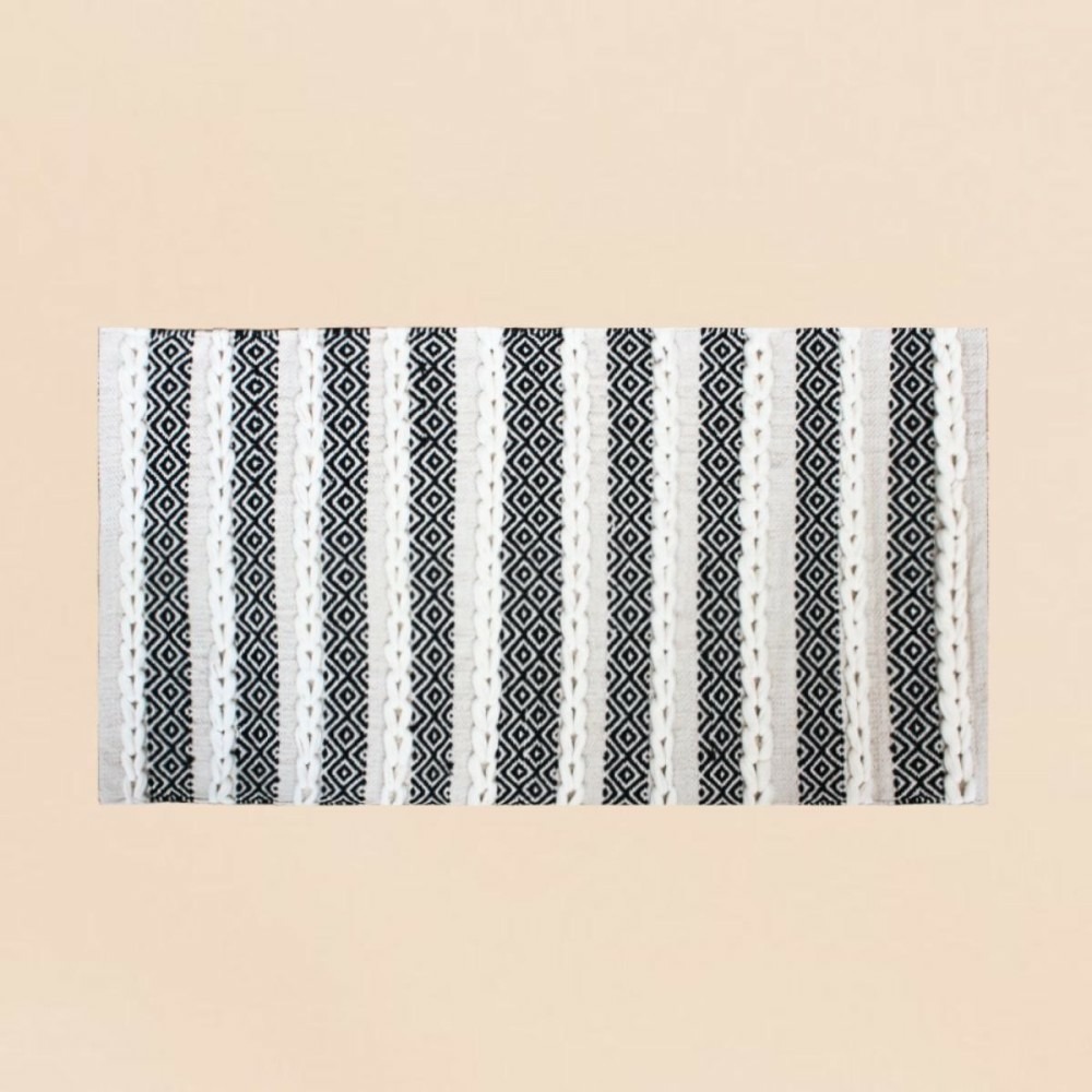 Tapis descente de lit en coton rayé 110x60cm