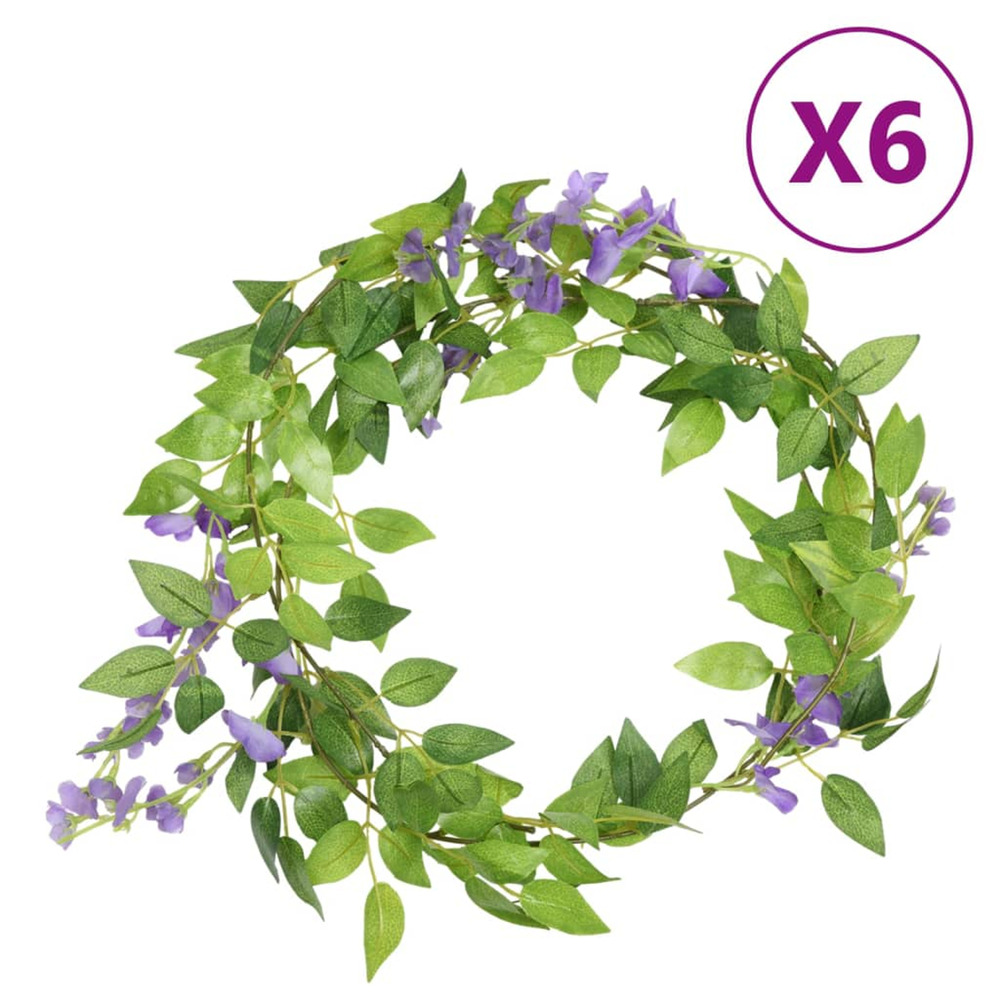 Guirlandes de fleurs de noël 6 pcs violet 200 cm
