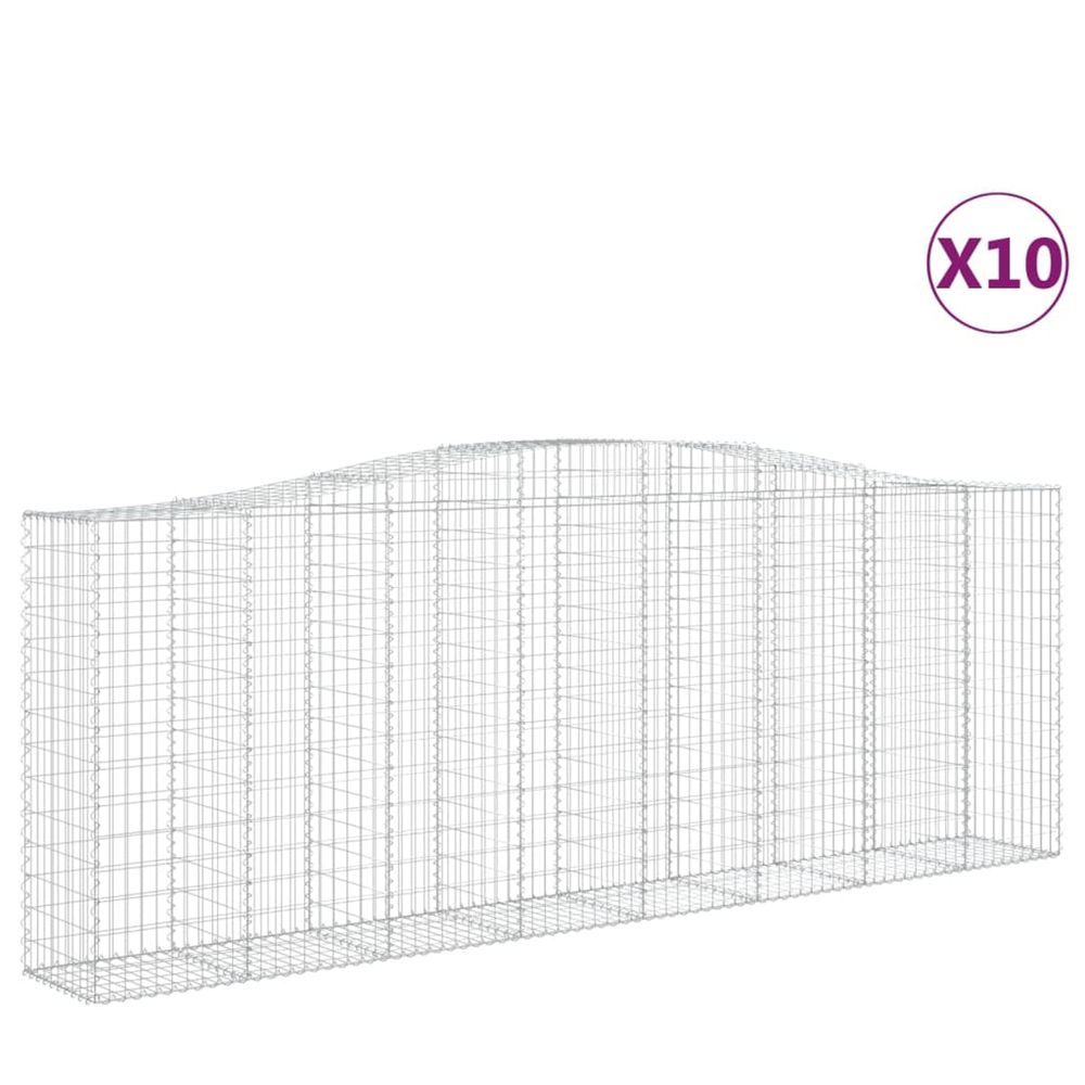 Paniers à gabions arqués 10 pcs 400x50x140/160 cm fer galvanisé