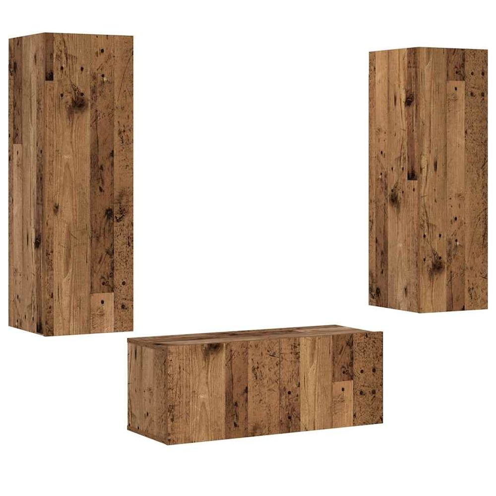 Meubles tv muraux 3 pcs vieux bois bois d'ingénierie