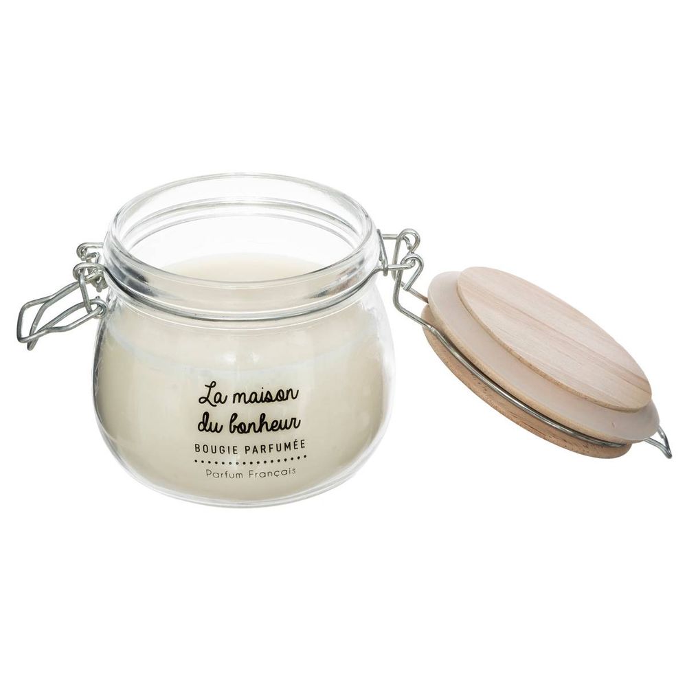 Bougie parfumée 330g pot verre assorti
