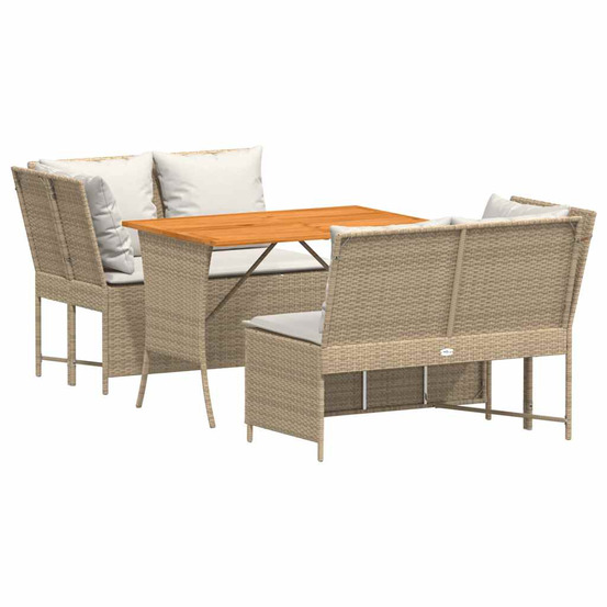 Salon de jardin avec coussins 3 pcs beige résine tressée