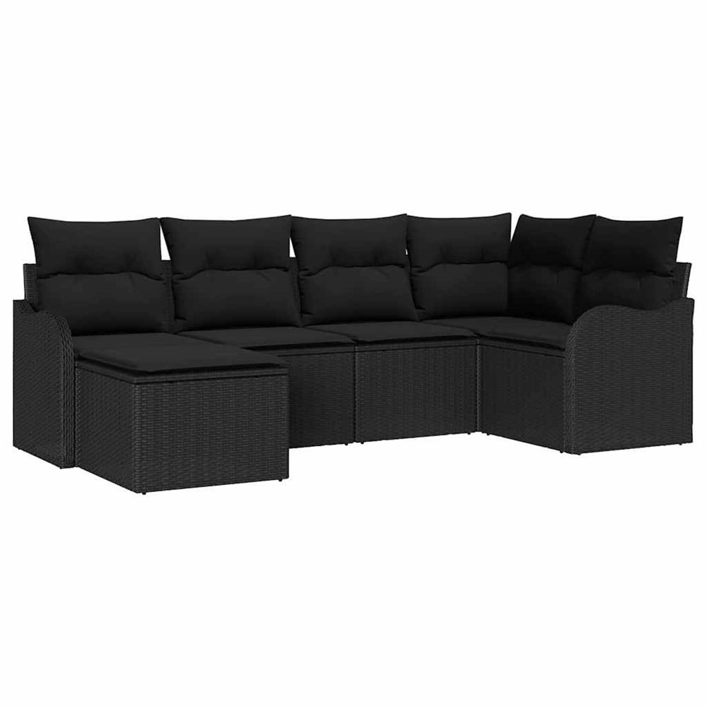 Ensemble de canapé de jardin 6 pc noir polyrotin