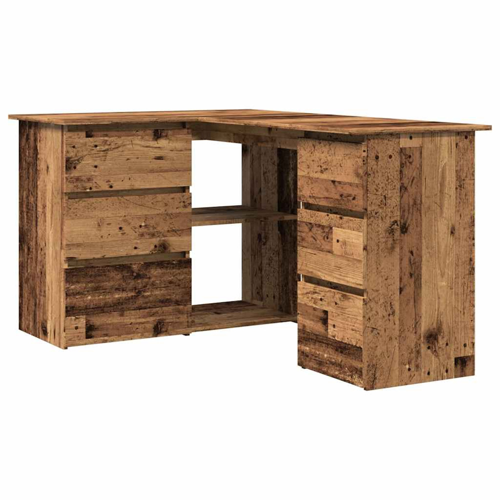 Bureau d'angle vieux bois 145x100x76 cm bois d'ingénierie