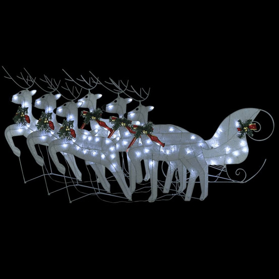 Décoration de noël renne et traîneau 140 led extérieur blanc
