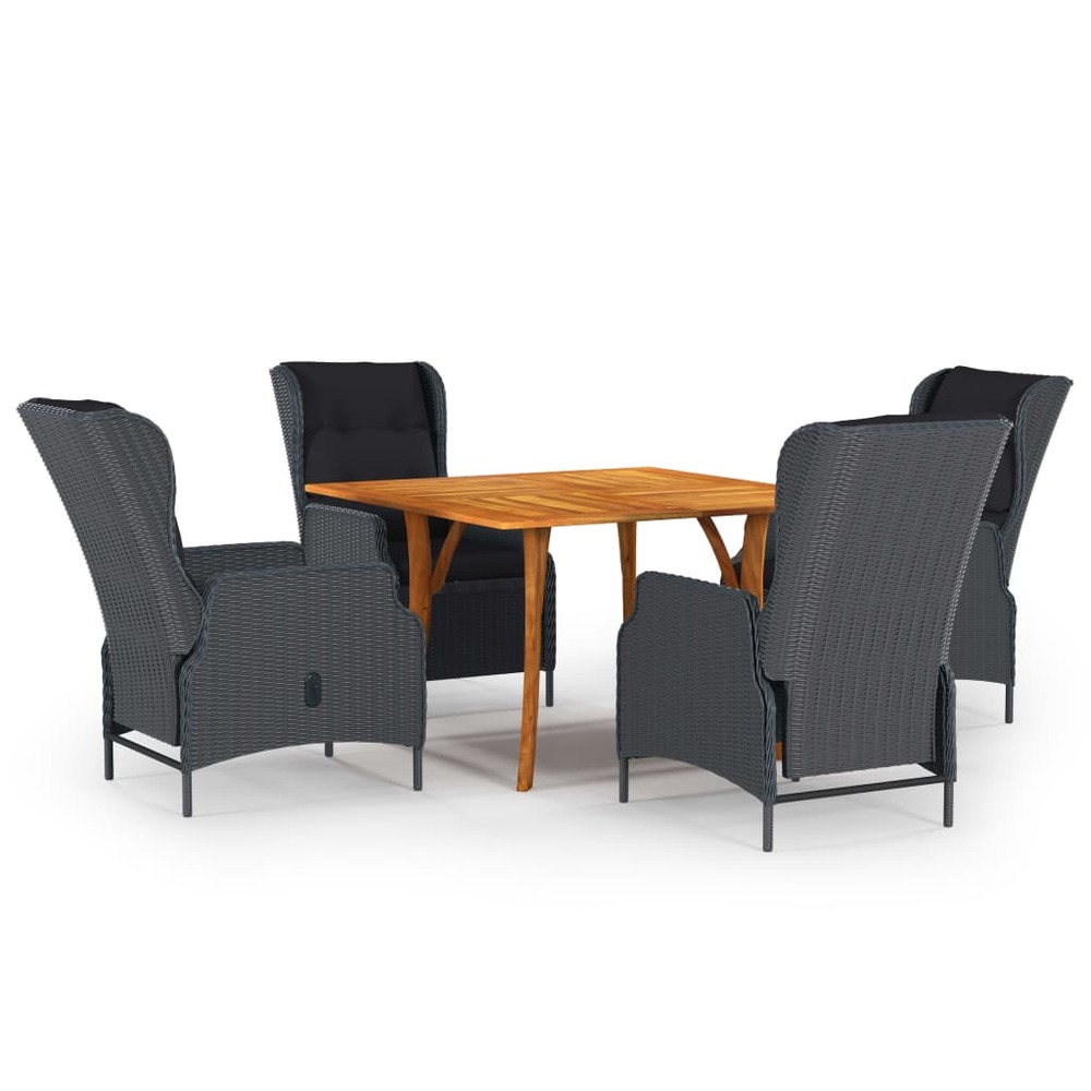 Ensemble de salle à manger de jardin 5 pcs gris foncé