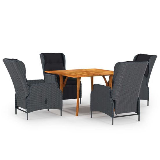 Ensemble de salle à manger de jardin 5 pcs gris foncé