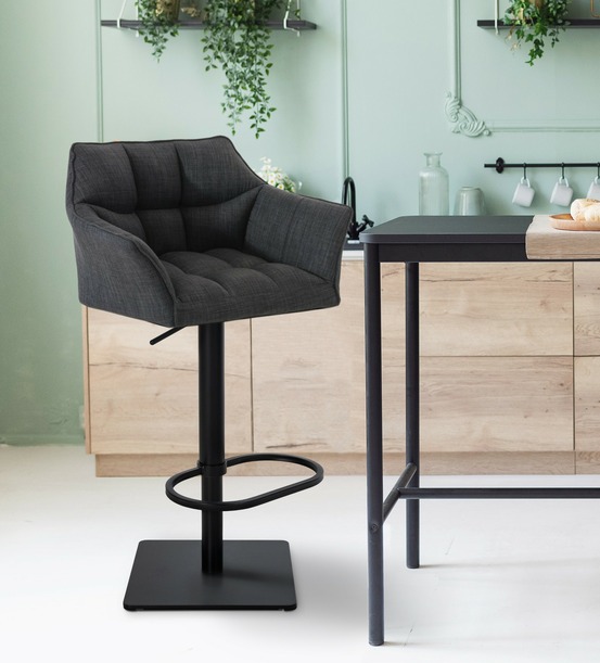 Lot de 2 tabourets de bar damaso tissu noir