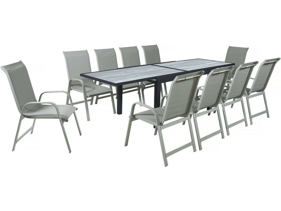 Table extensible et chaises de jardin en aluminium
