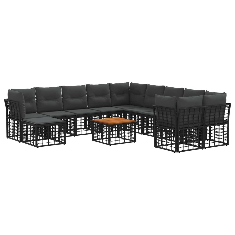 Ensemble de canapés d'extérieur 12 pc noir et gris foncé