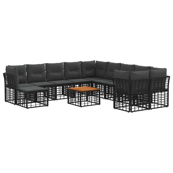 Ensemble de canapés d'extérieur 12 pc noir et gris foncé