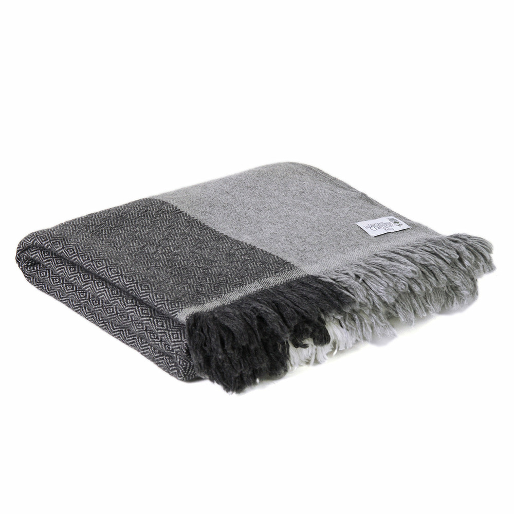 Plaid cachemire et laine beige gris