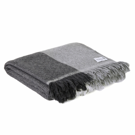 Plaid cachemire et laine beige gris