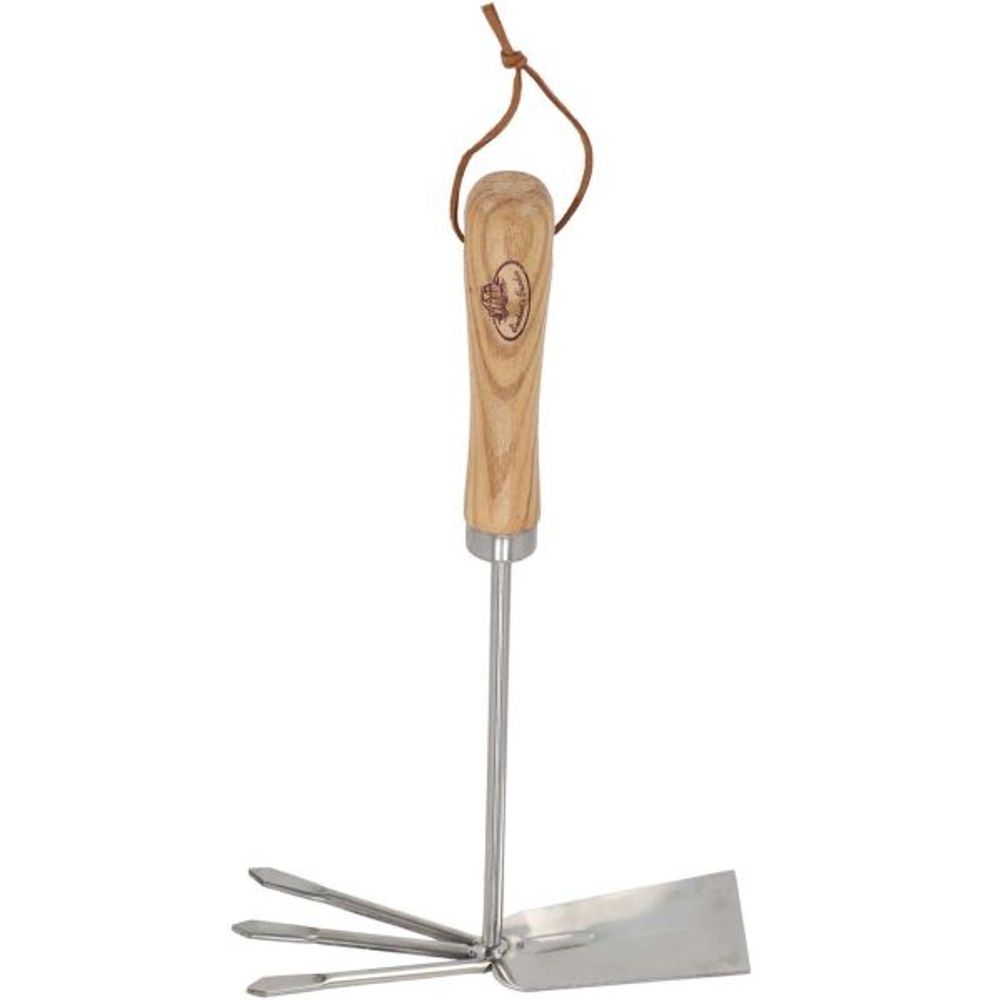 Serfouette double en acier inoxydable et bois de frêne