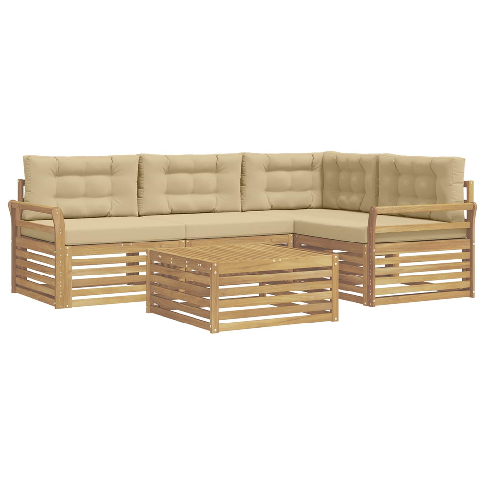 Ensemble de canapés d'extérieur 5 pcs blanc et beige