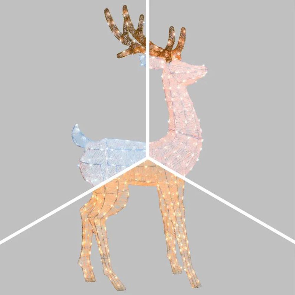 Renne 3d lumineux h160cm blanc et or 380 led dual blanc chaud/froid fixe extérieur lotti